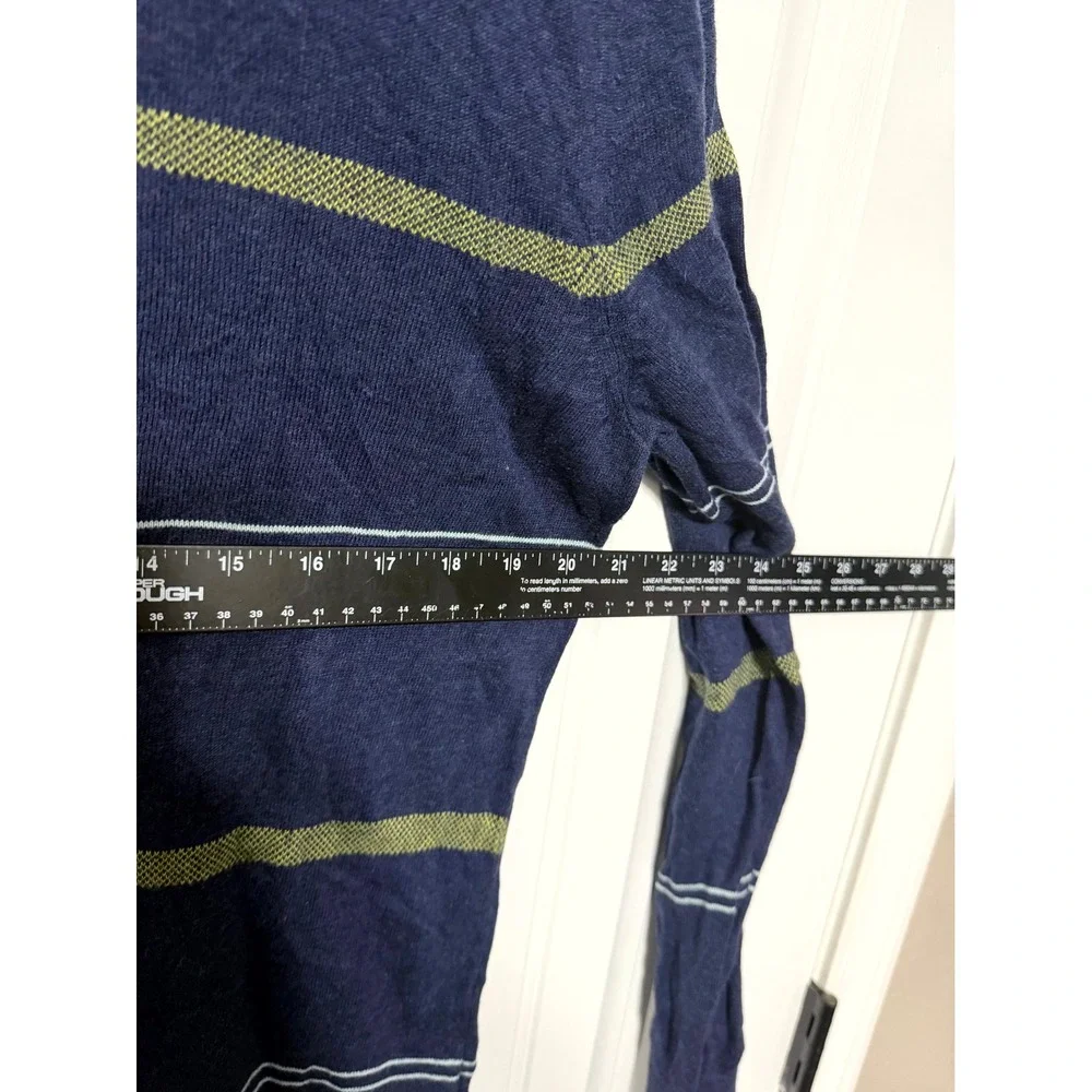 Banana Republic Sweater Mens Medium Blue Striped V-Neck 100% Cotton Knit